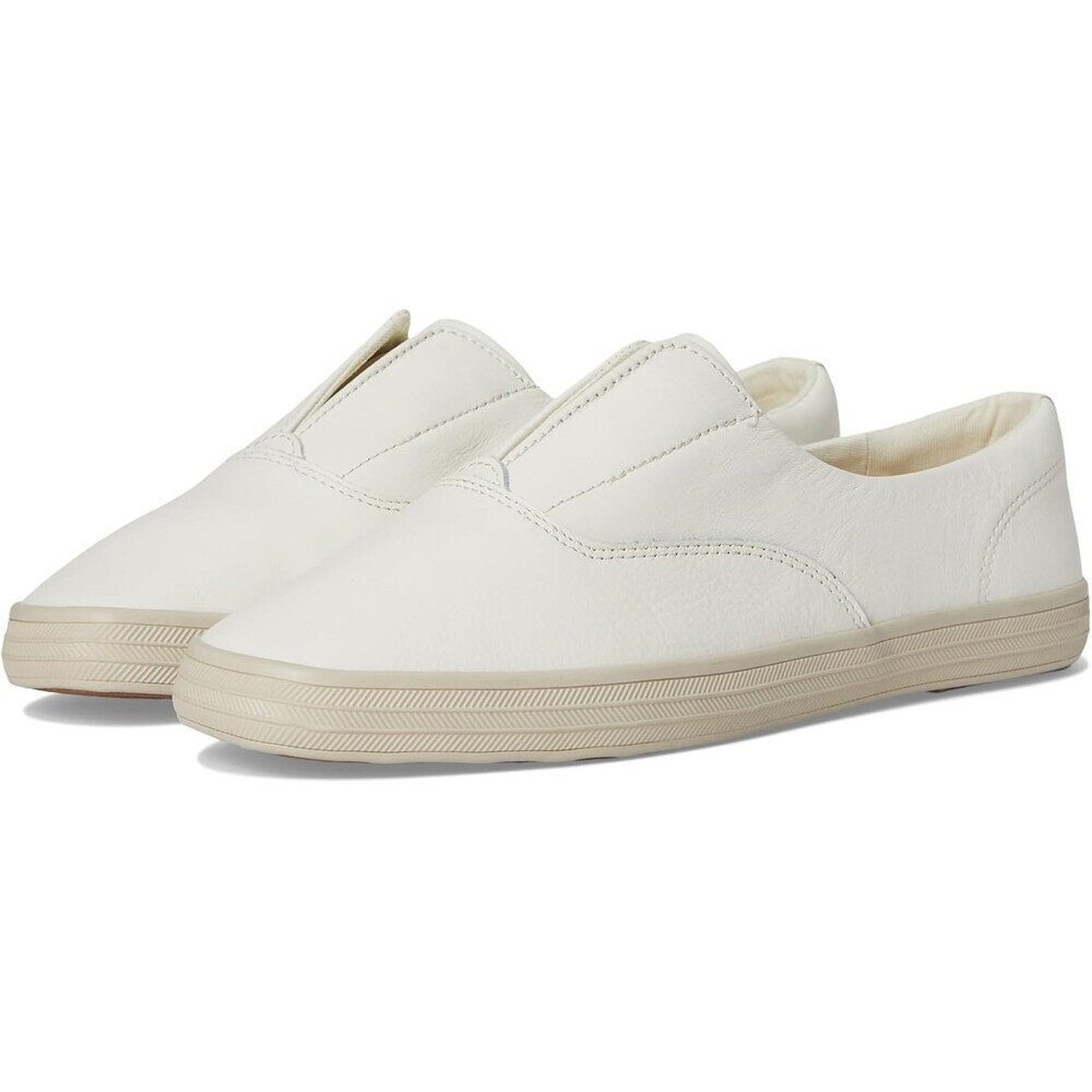 Keds Champion Square Toe Sneakers Womens 7.5 White Leather Slip On Shoes GAL1936